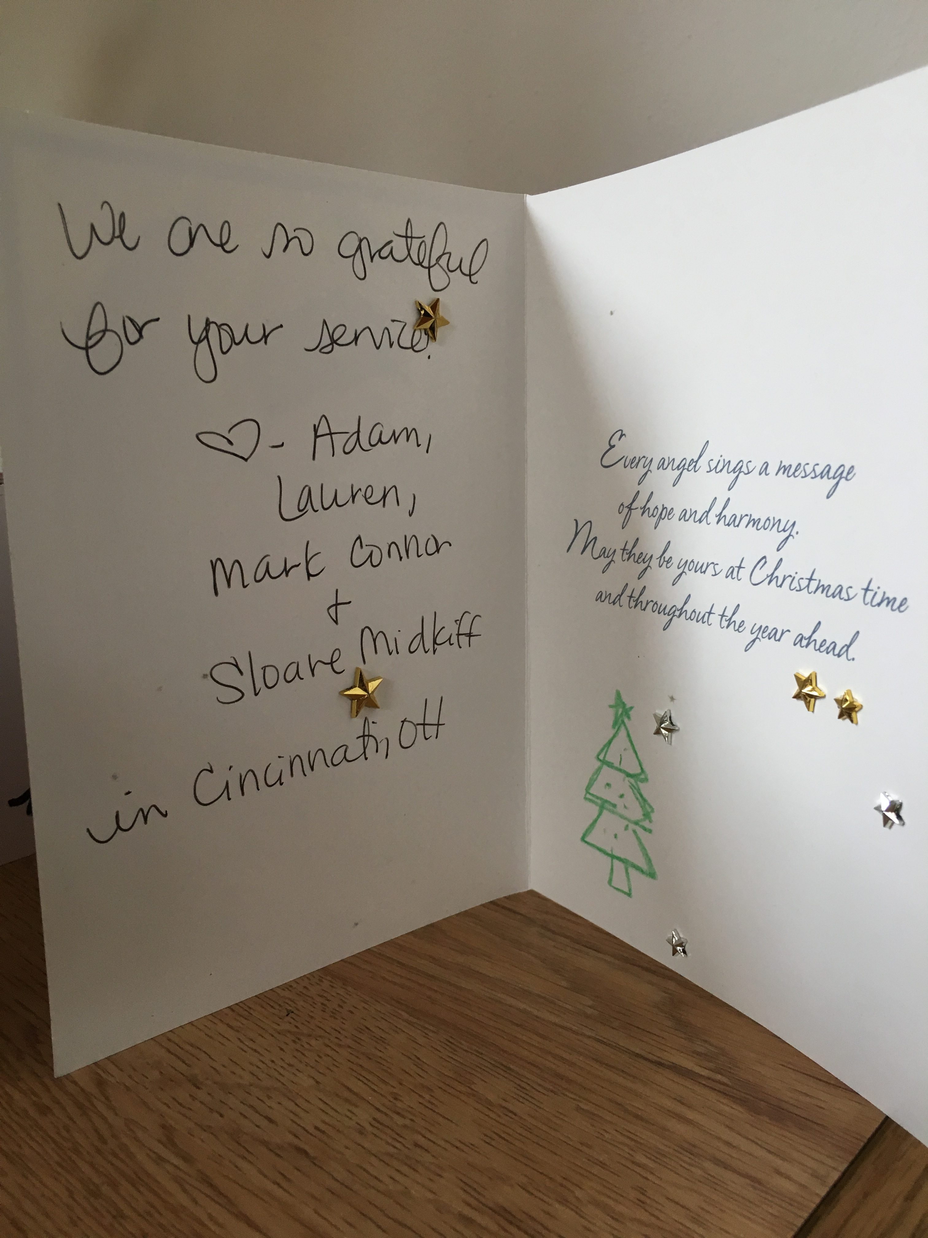 Holiday Christmas cards sent overseas to the military