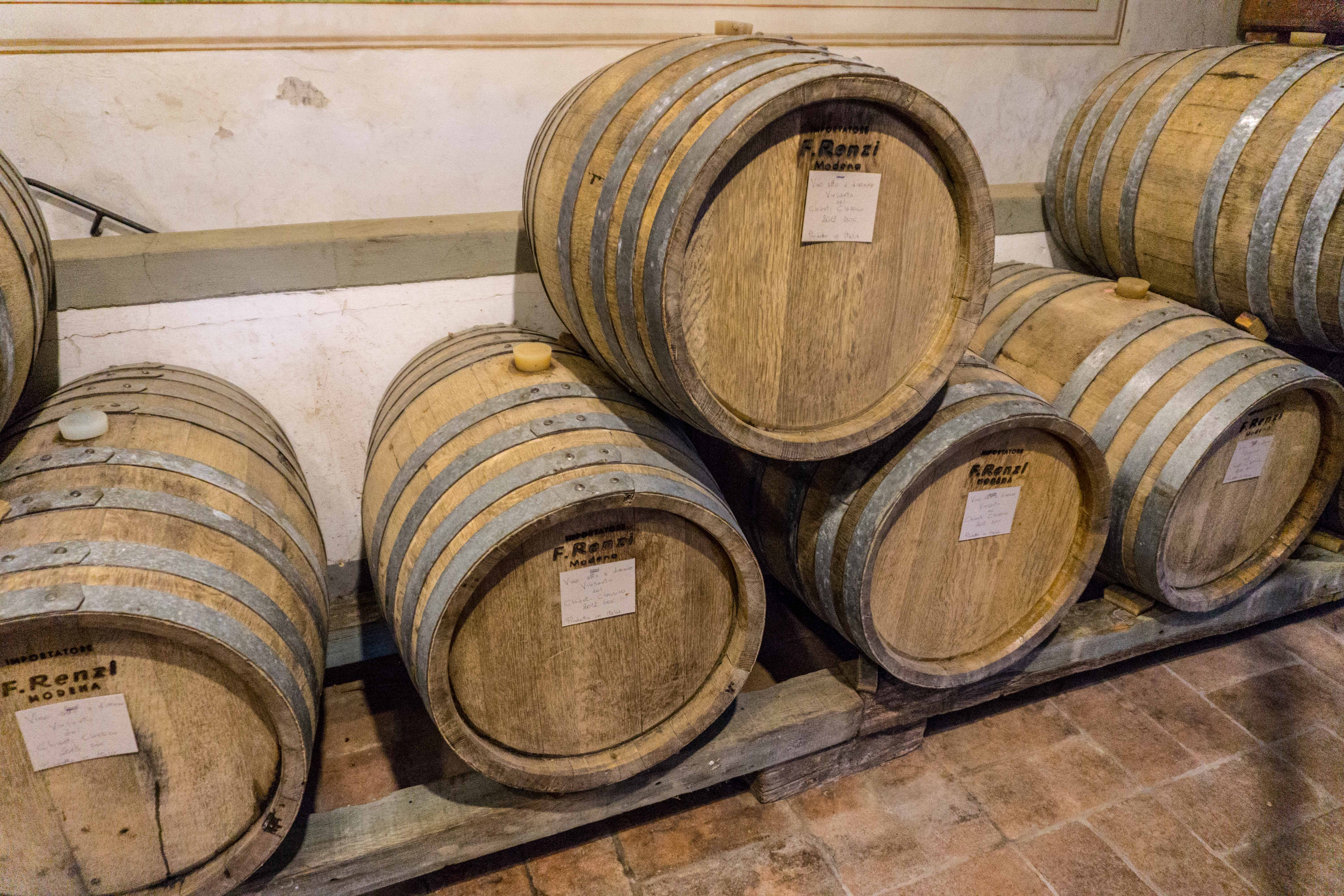 wine barrels tuscany winery