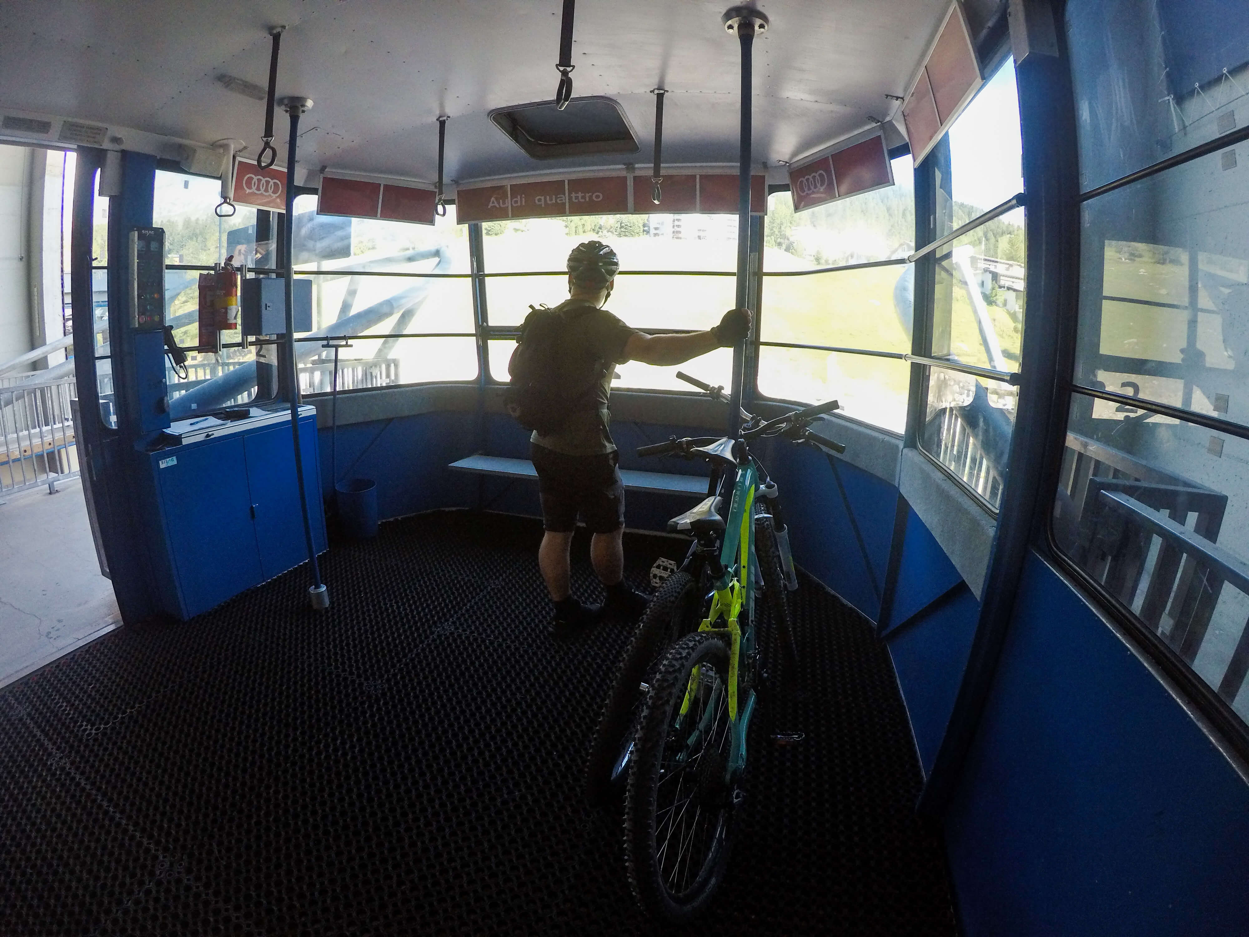Mountain biking views from Signal Lift, summer time in St. Moritz, Switzerland