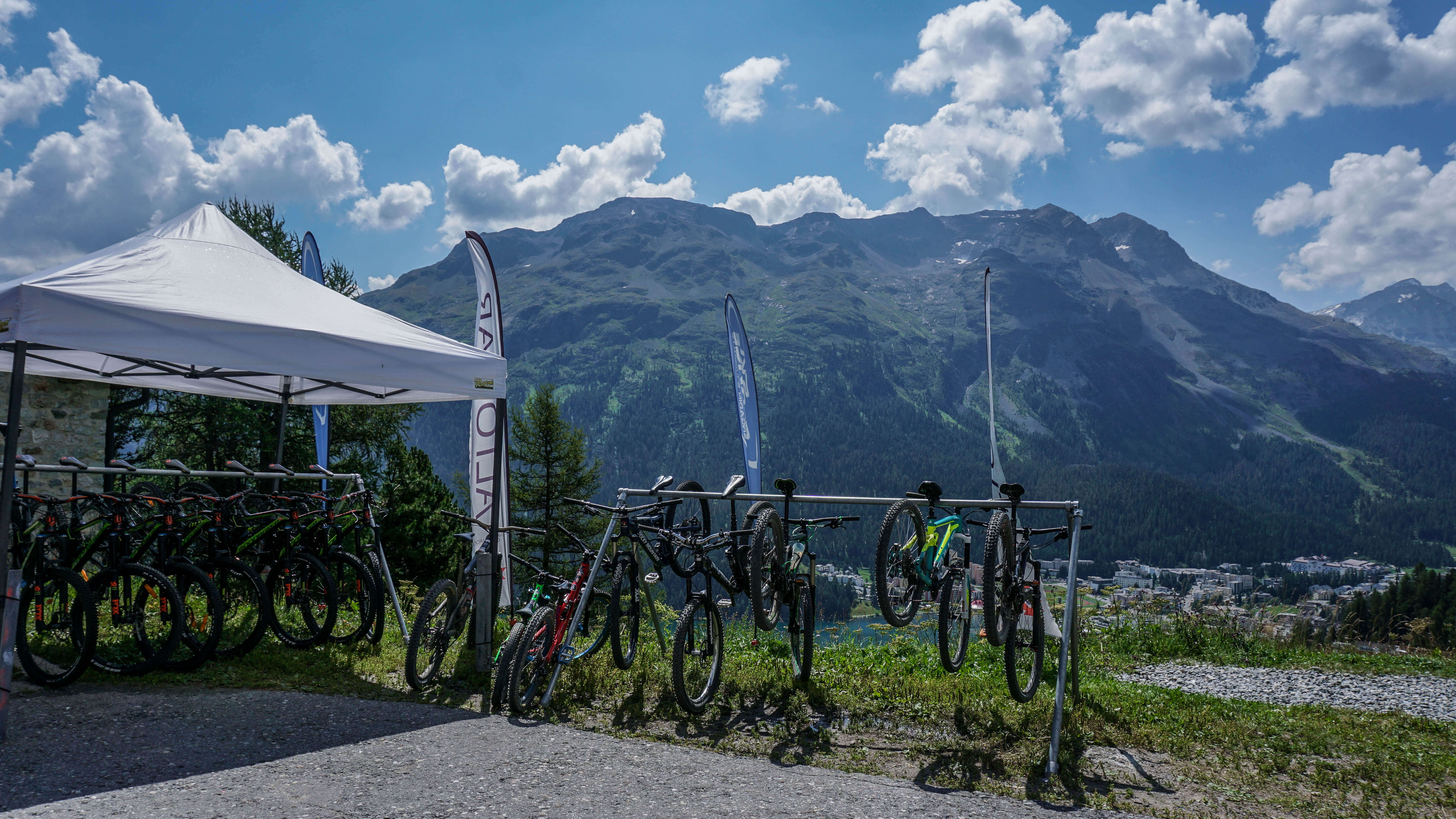Mountain biking views, summer time in St. Moritz, Switzerland