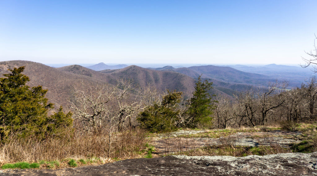 backpacking Appalachian trail, Cowrock Mountain view of the Appalachian Mountains in Georgia