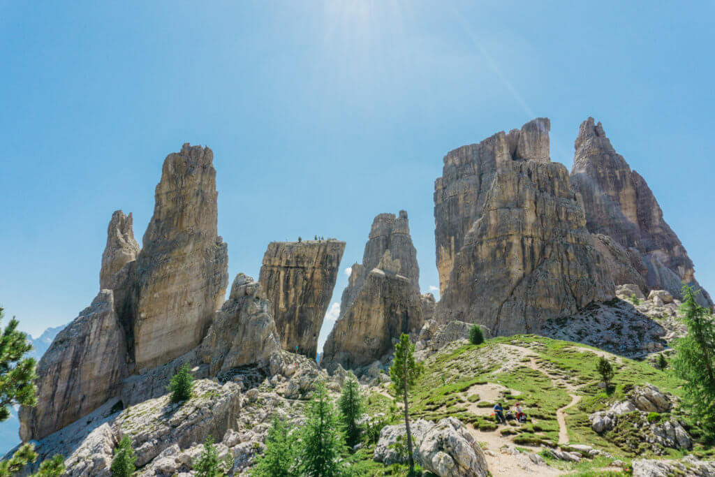 Itinerary for summer hiking in the Dolomites, Cinque Torri