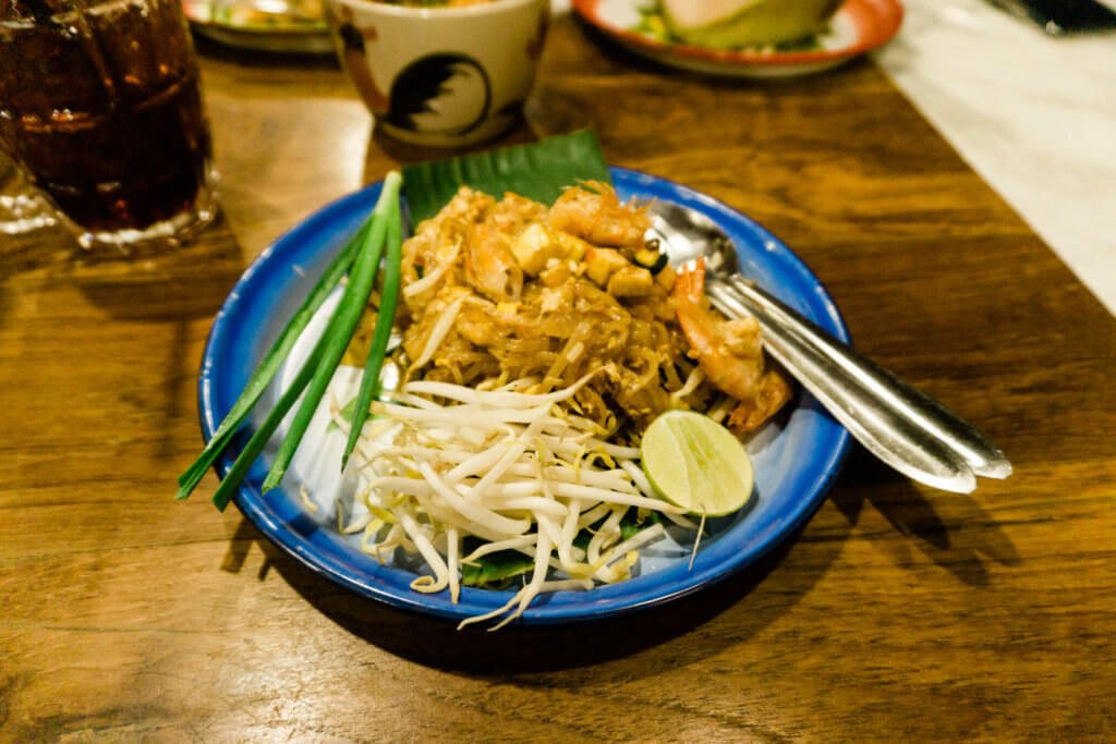 Pad Thai with shrimp at Pad Thai Aree in ICONSIAM Bangkok's luxurious mall