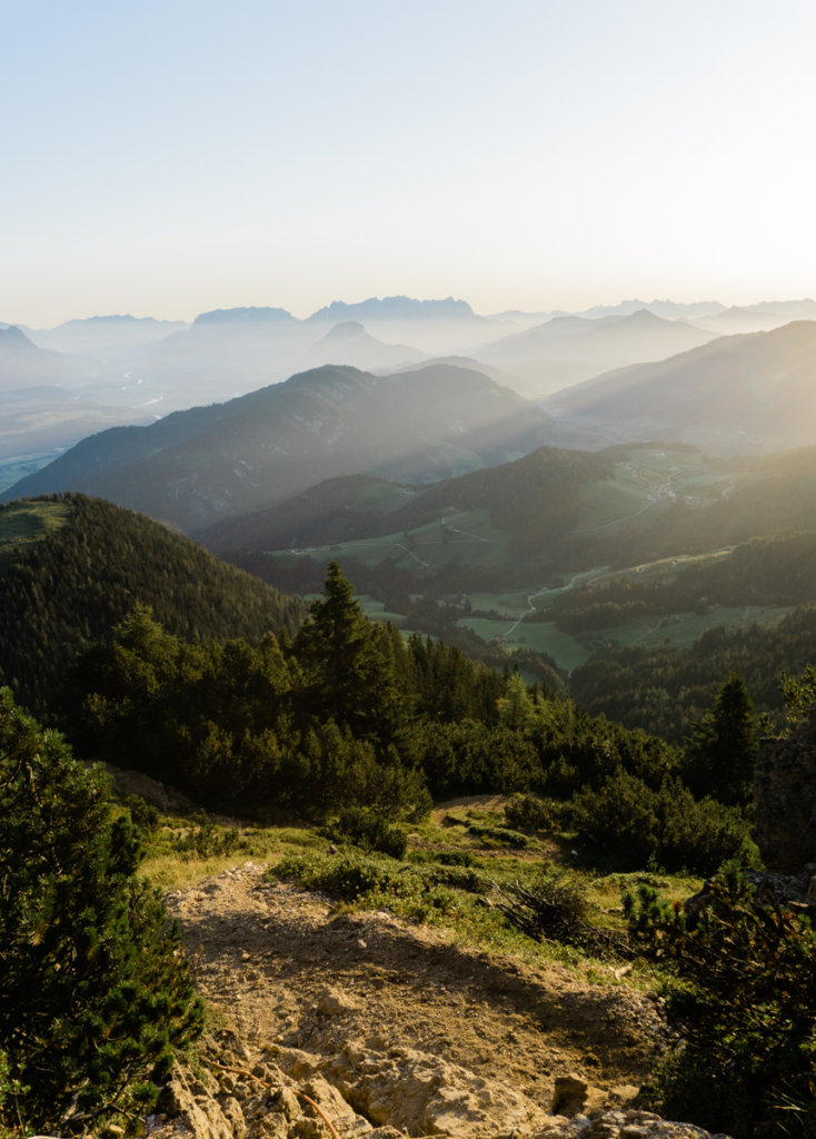 Morning hike from Gratlspitz to Holzalm in Alpbachtal Seenland, Austria