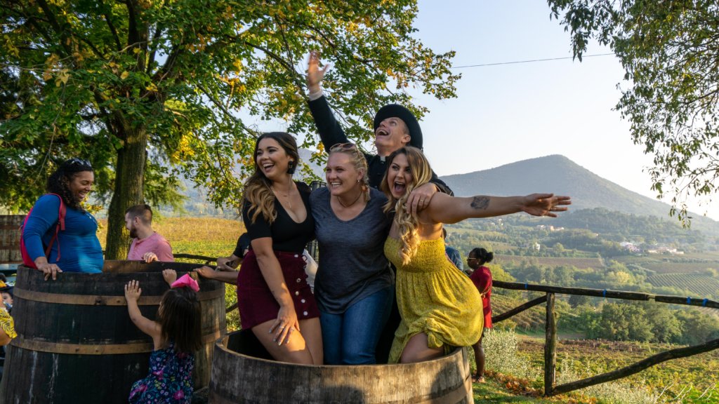 outdoor fall activities, grape stomp in italy