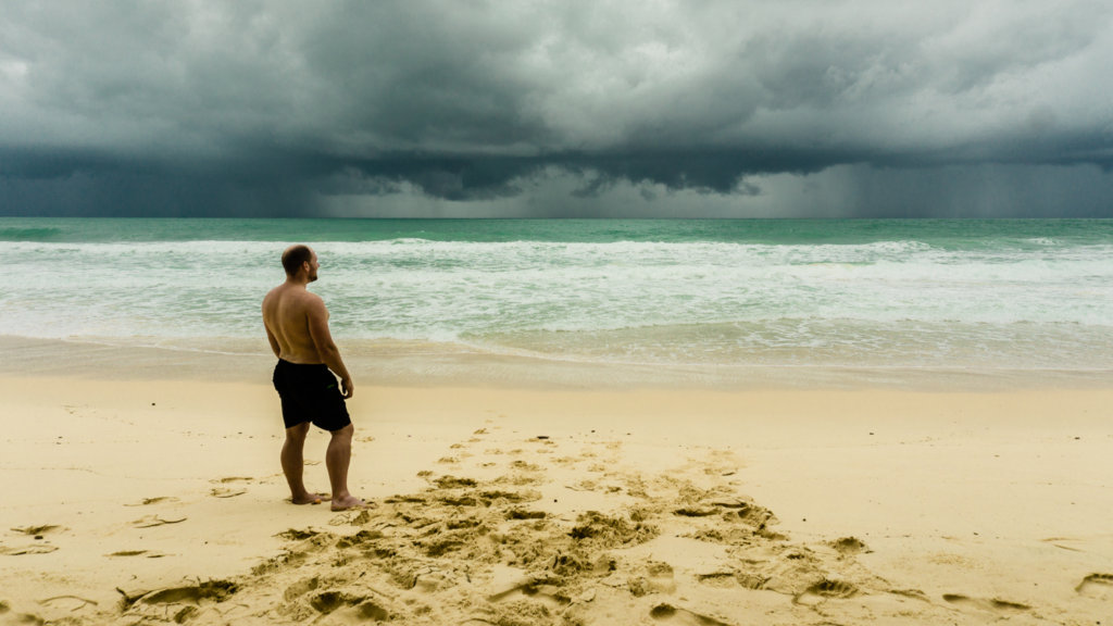 Surin beach and incoming storms in Thailand