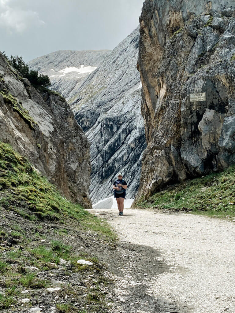 hiking with baby through pleasure adventure trail in garmisch germany