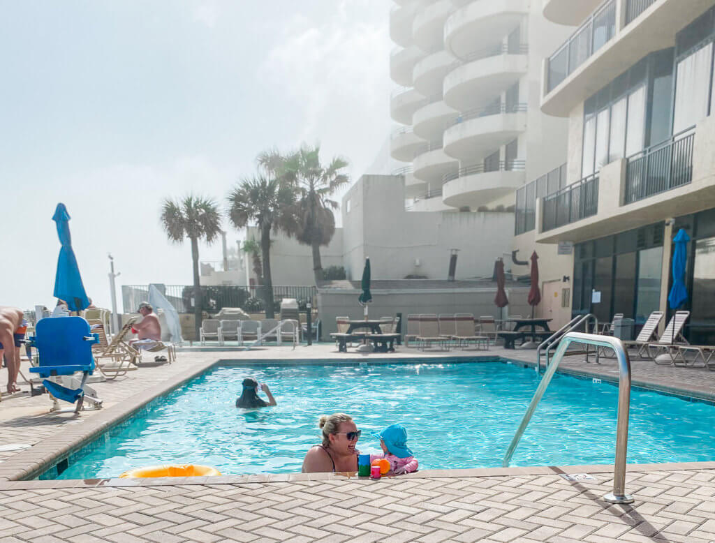 swimming pool at tropic shores resort in daytona beach