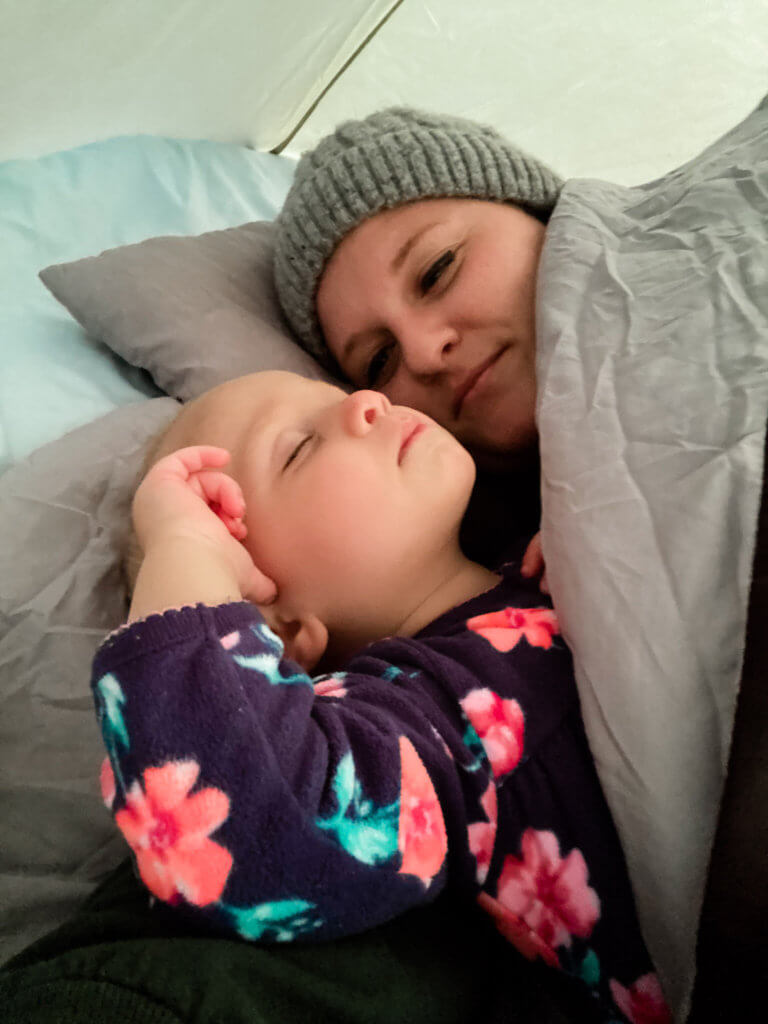 sleeping in tent, camping with toddlers