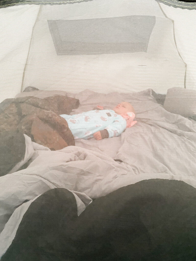 toddler sleeping in tent in mittenwald germany