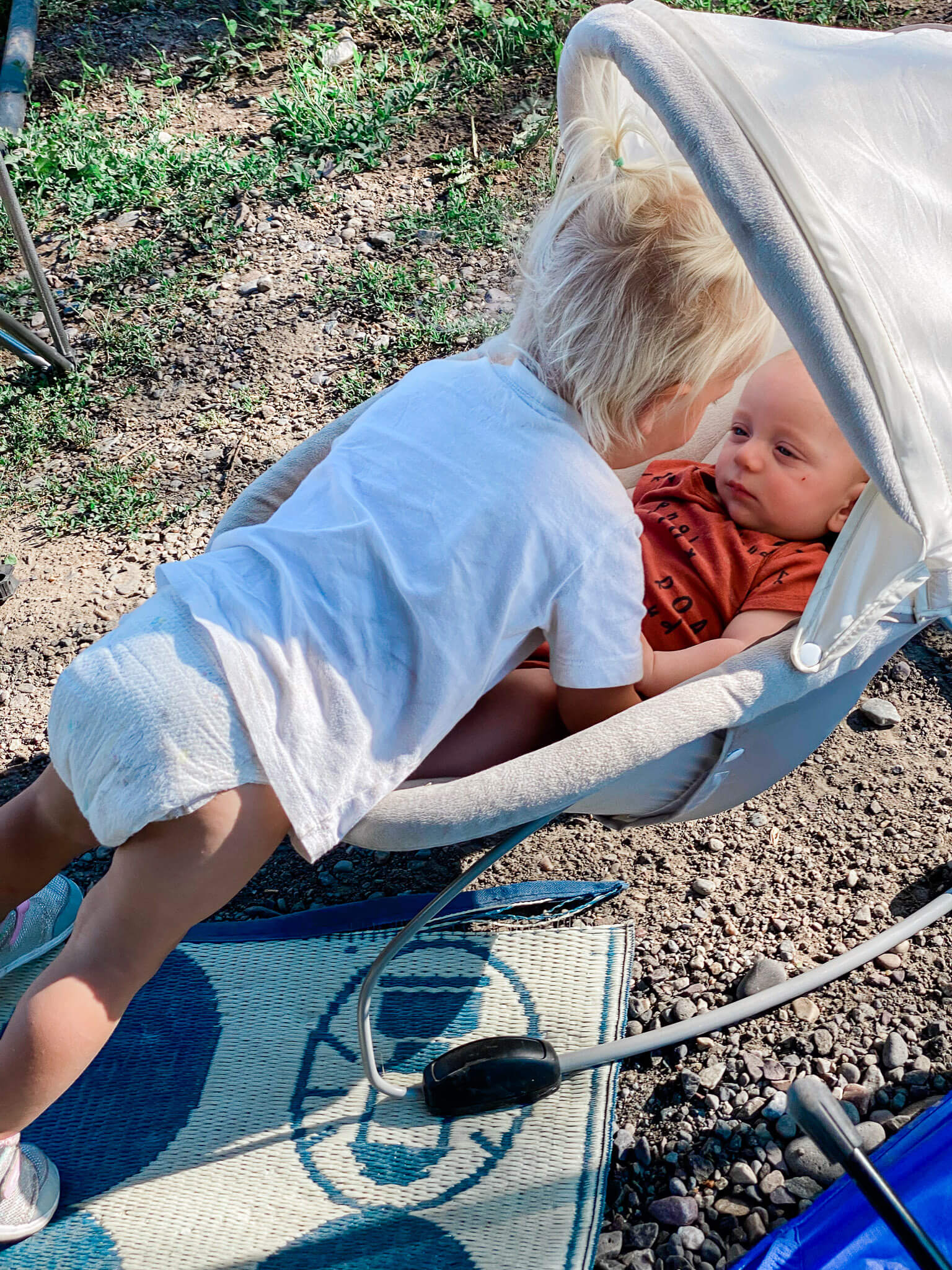 brother and sister camping