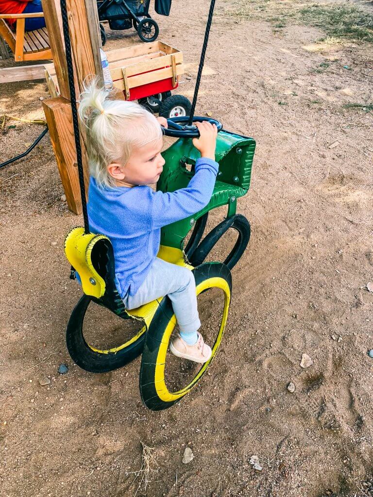 little girl swinging