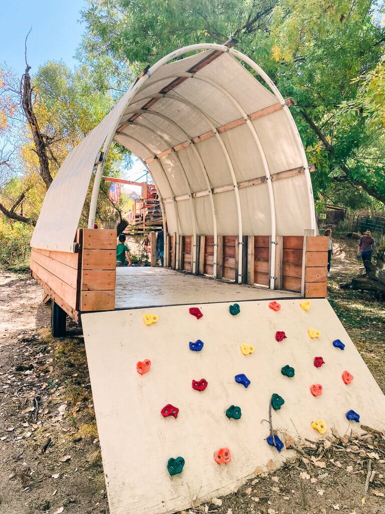 rock climbing wall on wagon