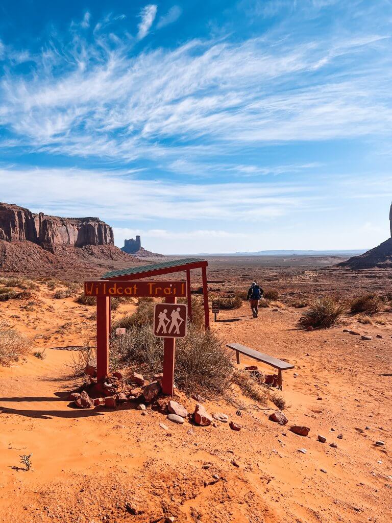 family hiking wildcat trail monument valley
