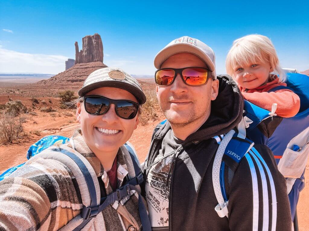family hiking in monument valley arizona utah