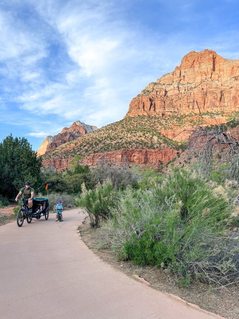family biking zion national park utah
