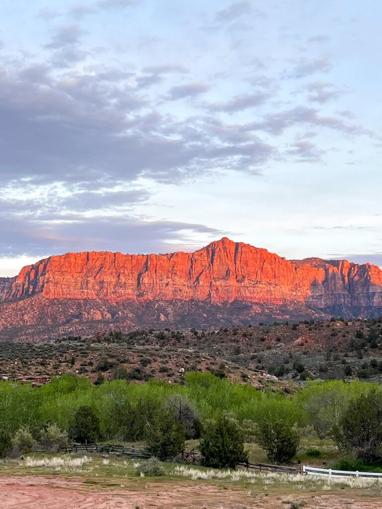 sunset at zion national park utah