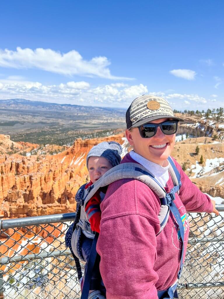 family hiking through bryce canyon national park